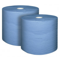 Papír törlőkendő, 3 rétegű, kék, ​​22x36cm, csomagolási egység = 2 tekercs, tekercsenként 1000 lap
